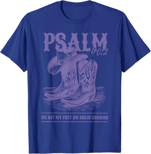 Cowgirl Boots Hat Psalm 40:2 Western Bible Verse Christian T-Shirt - T-Shirt | Royal