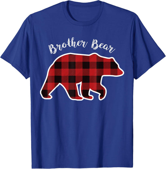 BROTHER BEAR | Men Red Plaid Christmas Pajama Gift T-Shirt - T-Shirt | Royal