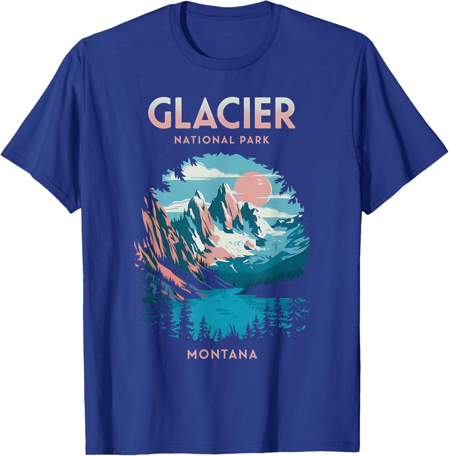 Scenic Outdoors Glacier National Park Montana T-Shirt - T-Shirt | Royal