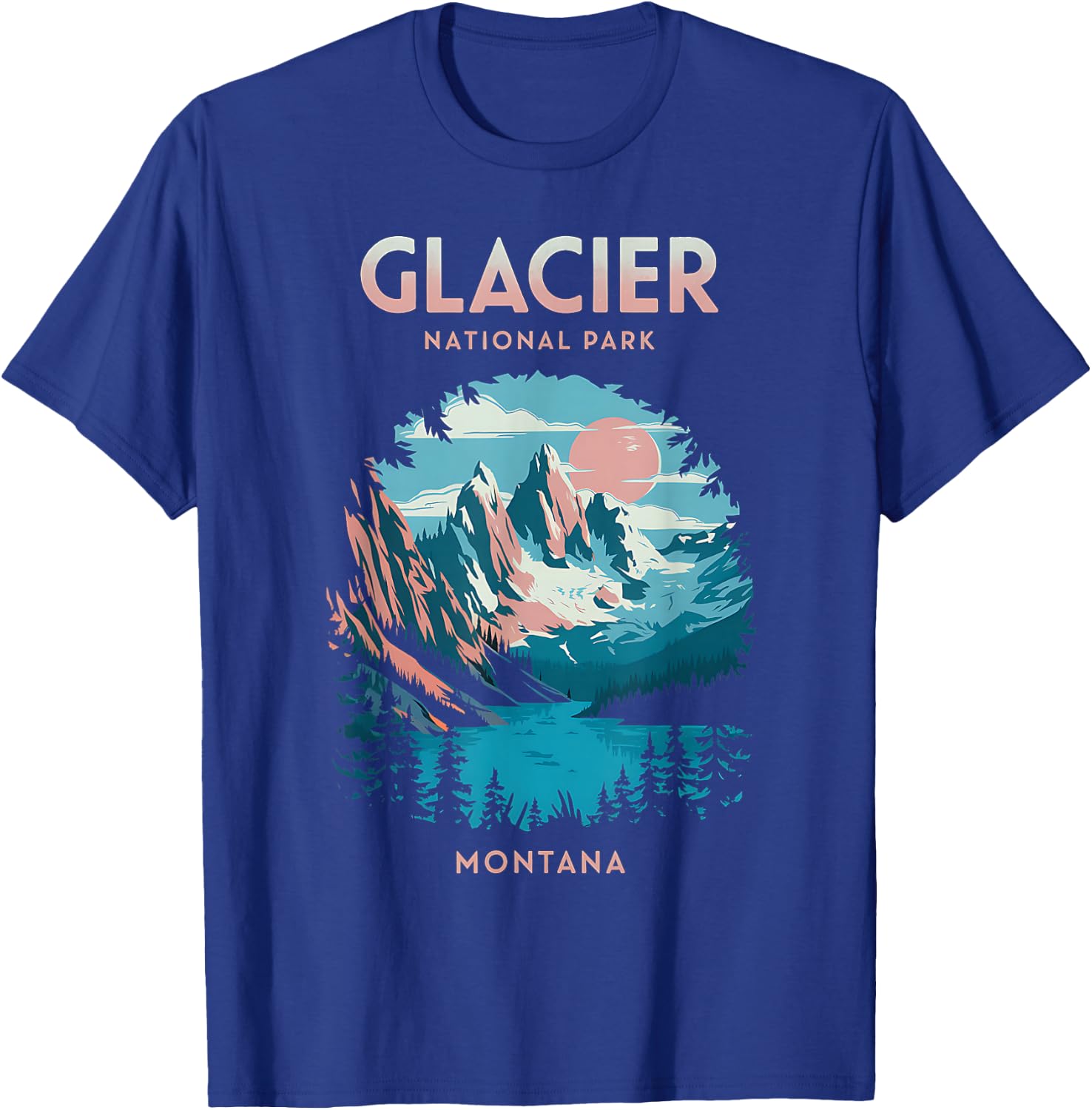 Scenic Outdoors Glacier National Park Montana T-Shirt - T-Shirt | Royal