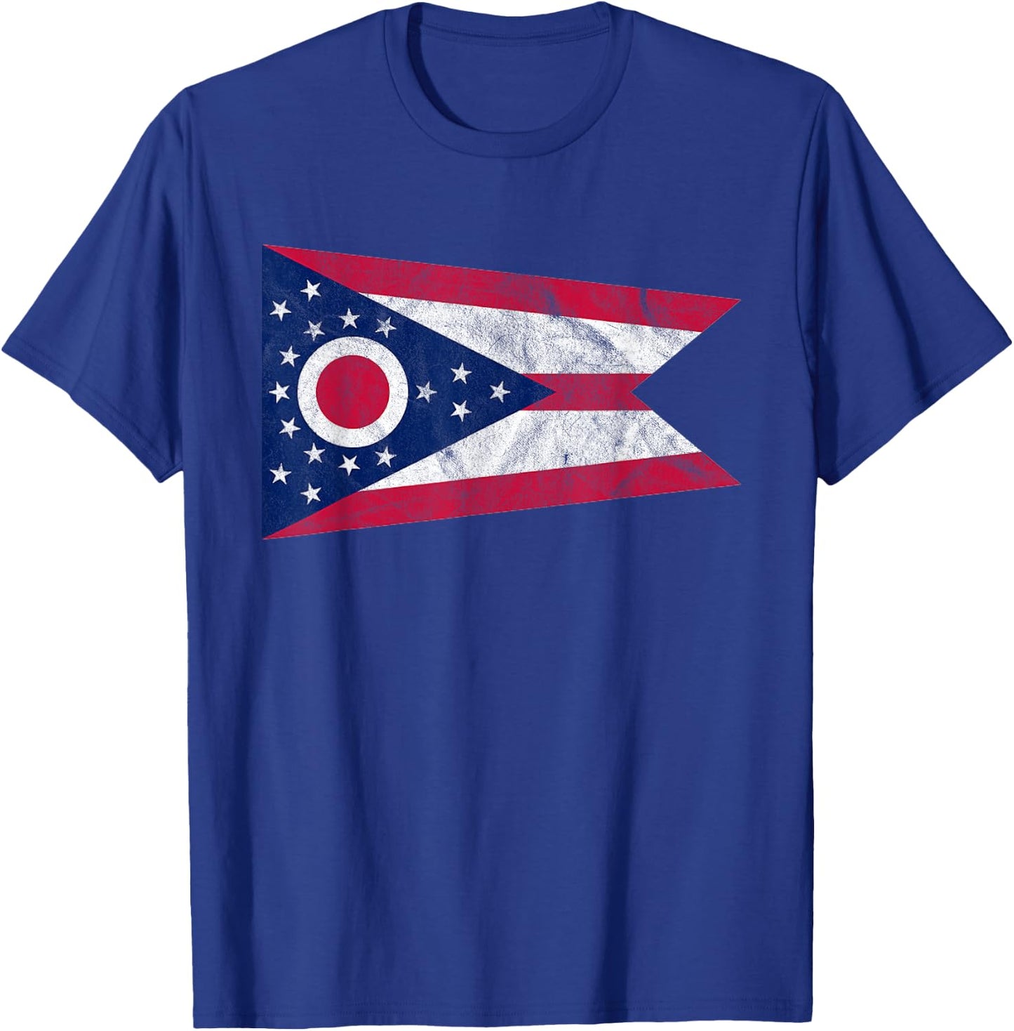 Distressed State of Ohio Flag Ohio Home Pride T-Shirt - T-Shirt | Royal