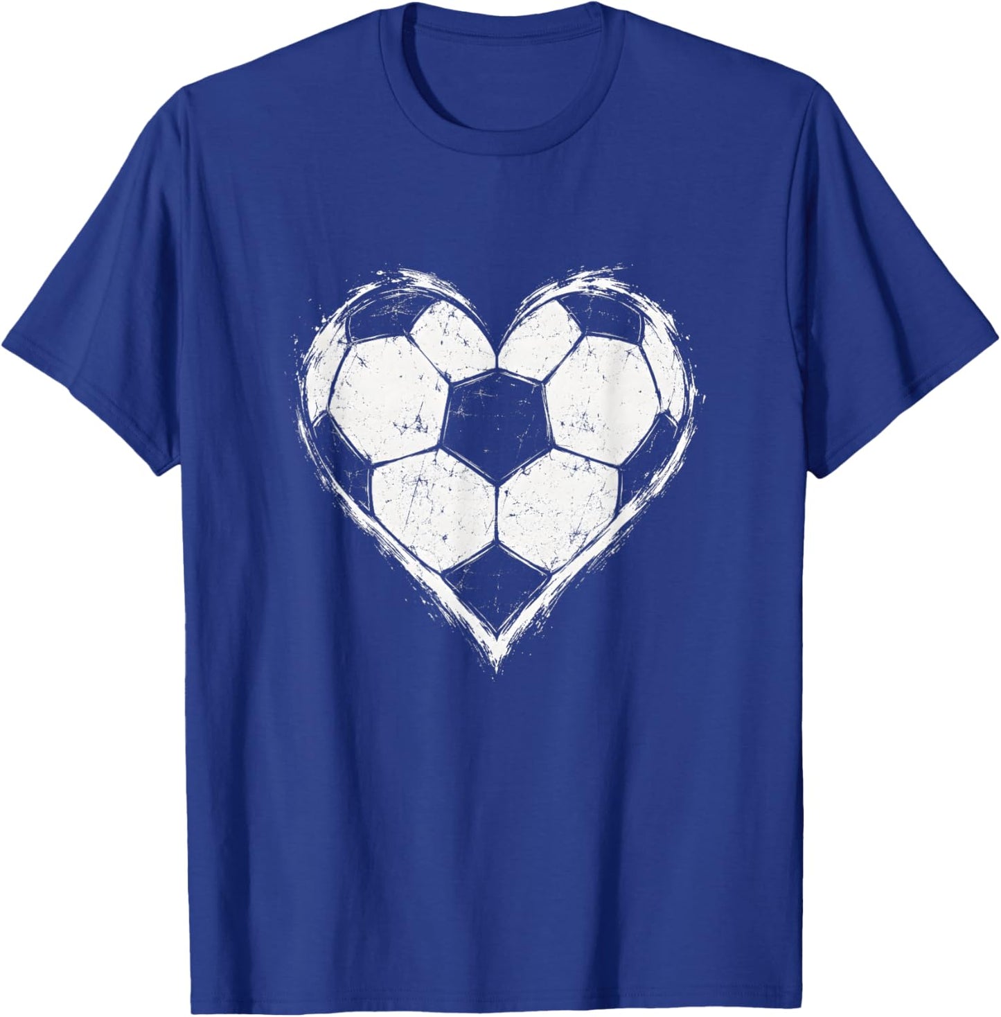 Soccer Lover Heart Ball Football Passion Bold Distressed T-Shirt - T-Shirt | Royal