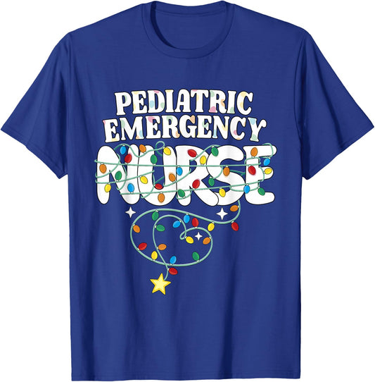 Pediatric Emergency Nurse Christmas Peds ER Nursing NP Squad T-Shirt - T-Shirt | Royal