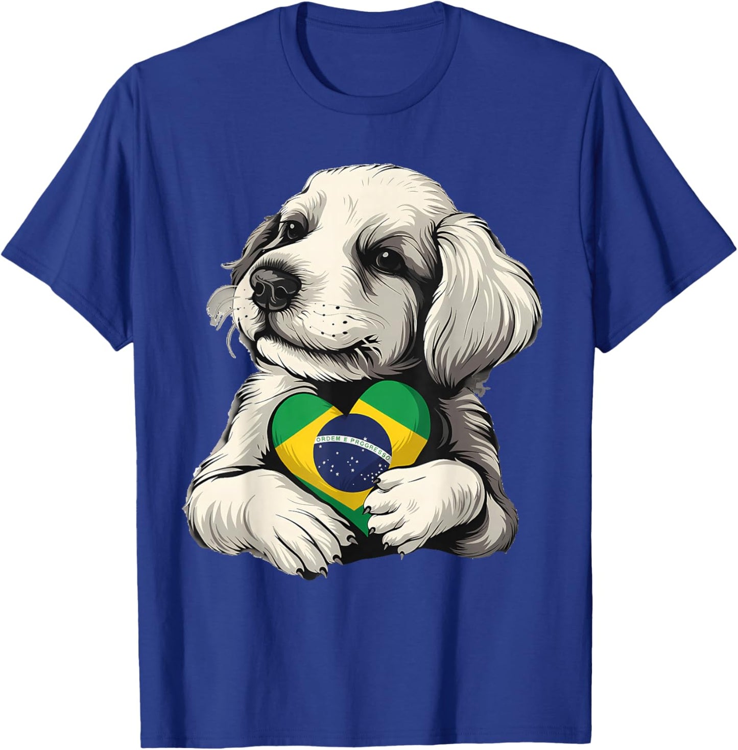 Brasil Flag Dog Brazilian Pride Brasilian Roots Brazil T-Shirt - T-Shirt | Royal