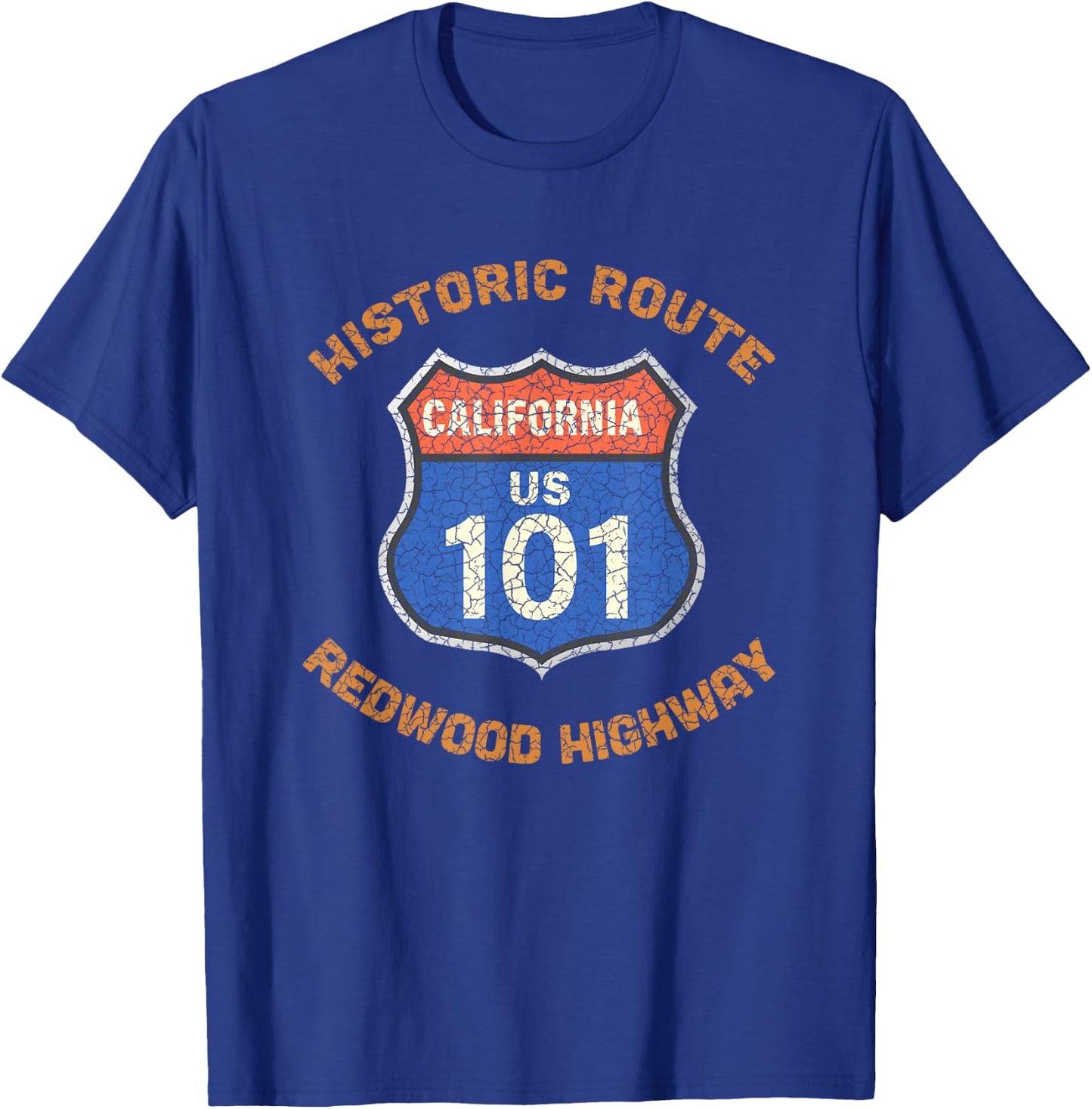 Souvenir Rustic Redwood Highway Route 101 Redwood Highway T-Shirt - T-Shirt | Royal