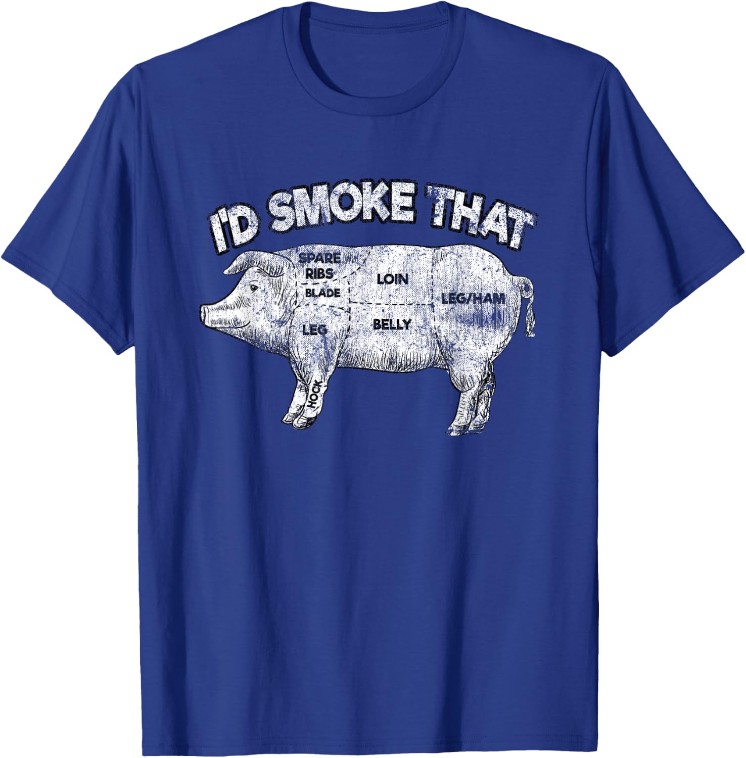I'd Smoke That Funny BBQ Smoker Vintage Pig Meat Lover T-Shirt - T-Shirt | Royal