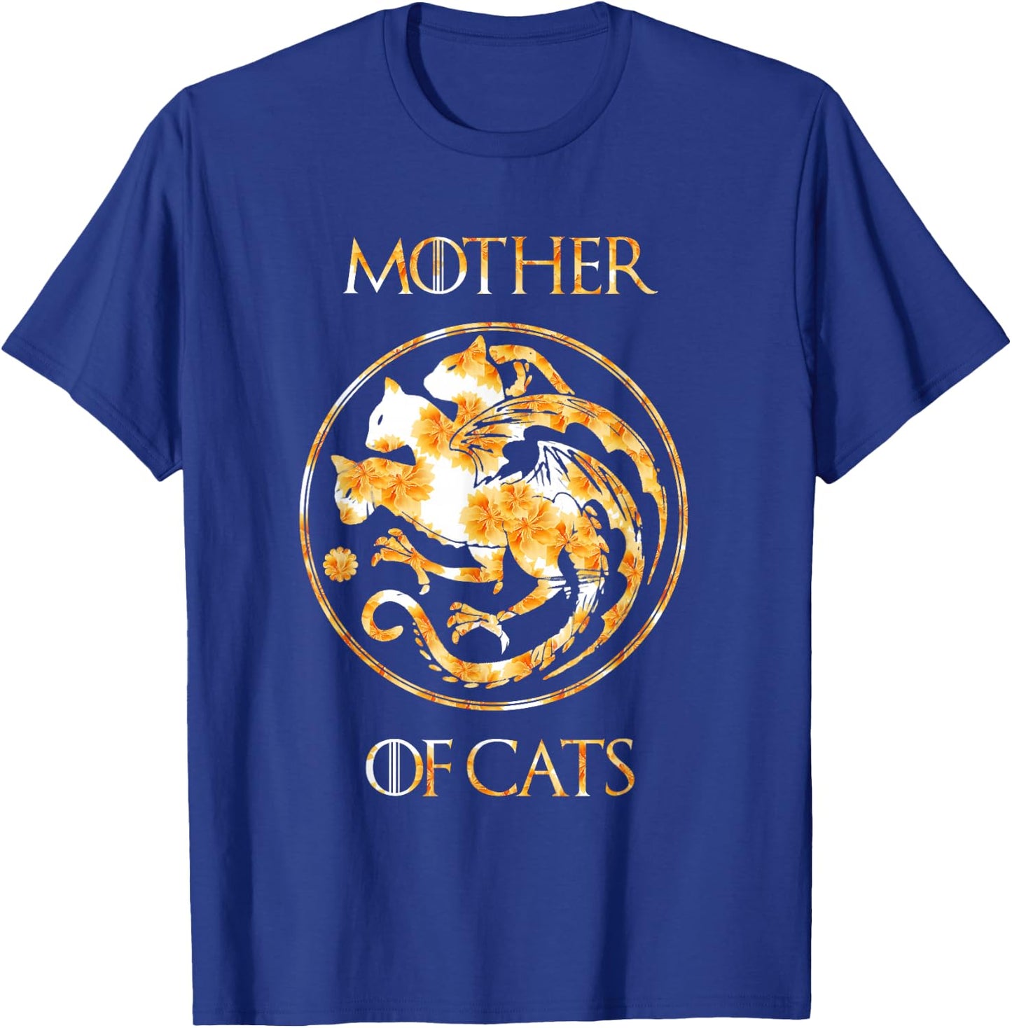 Mother of Cats Shirt With Floral Art Best Mom T-Shirt - T-Shirt | Royal