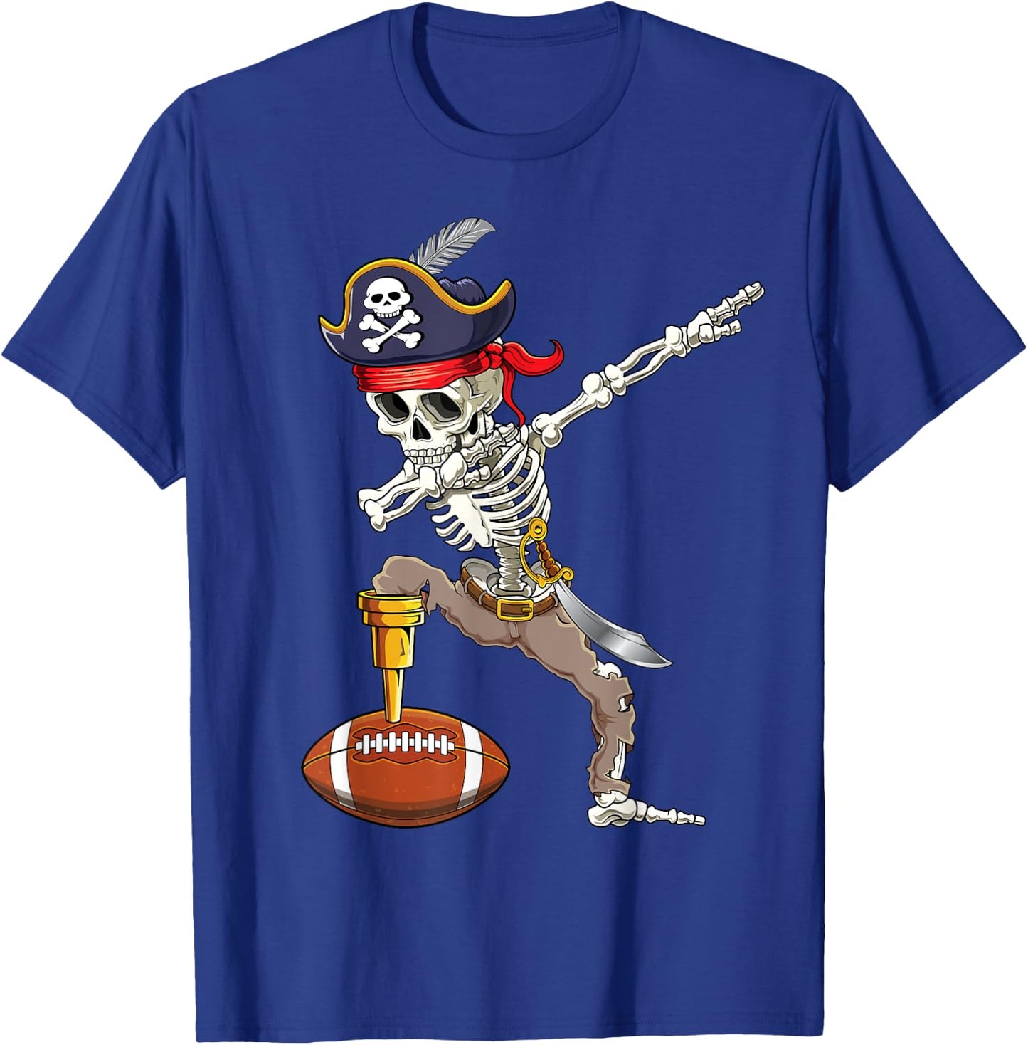 Dab Skeleton Shirt Dabbing Skeleton Pirate Football Shirt T-Shirt - T-Shirt | Royal