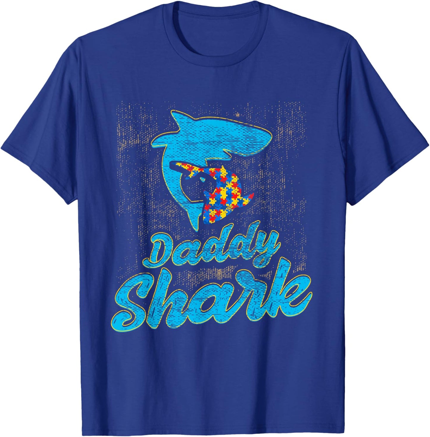 Autism Dad Shirt Autism Awareness Daddy Shark Autism Papa T-Shirt - T-Shirt | Royal