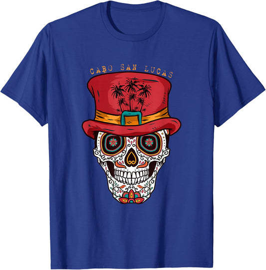 Cabo San Lucas Sugar Skull & Hat Souvenir T-Shirt - T-Shirt | Royal