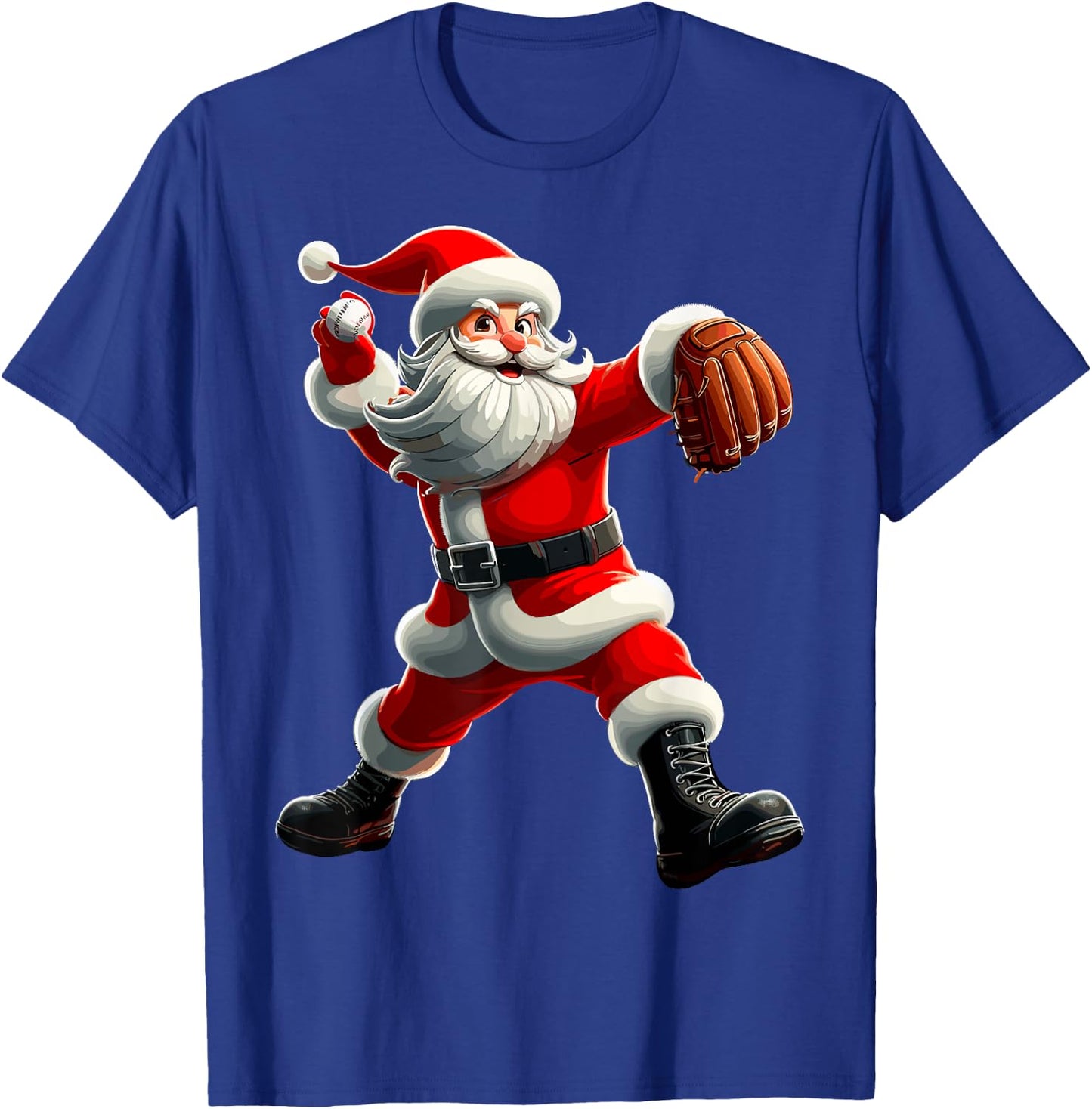 Funny Santa Baseball Pitcher Christmas Baseball Player T-Shirt - T-Shirt | Royal