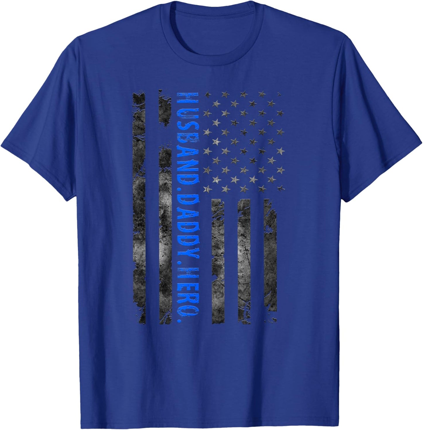 Husband Daddy Hero Police Officer Sheriff Deputy Fathers Day T-Shirt - T-Shirt | Royal