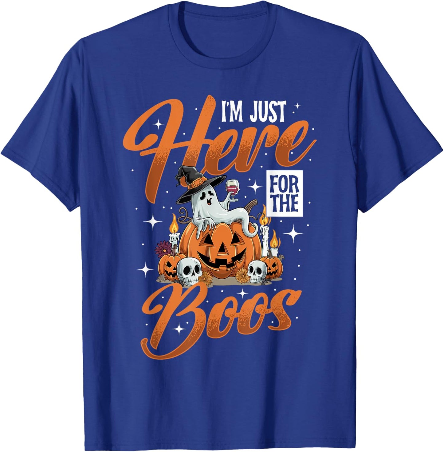 I'm Just Here For The Boos Wine Ghost Halloween Costume T-Shirt - T-Shirt | Royal