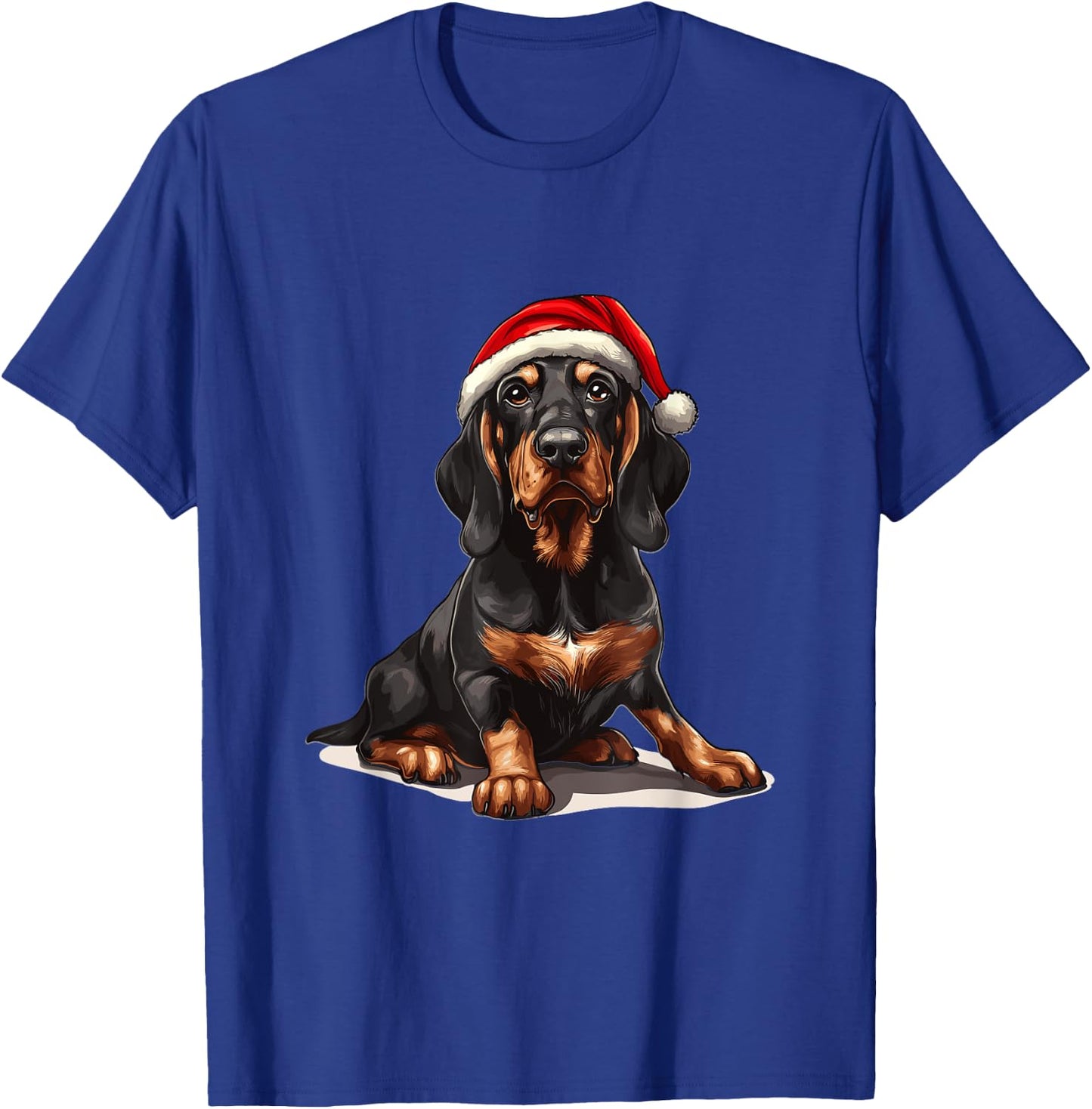 Cute Black And Tan Coonhound Dog Christmas Merry X-mas T-Shirt - T-Shirt | Royal