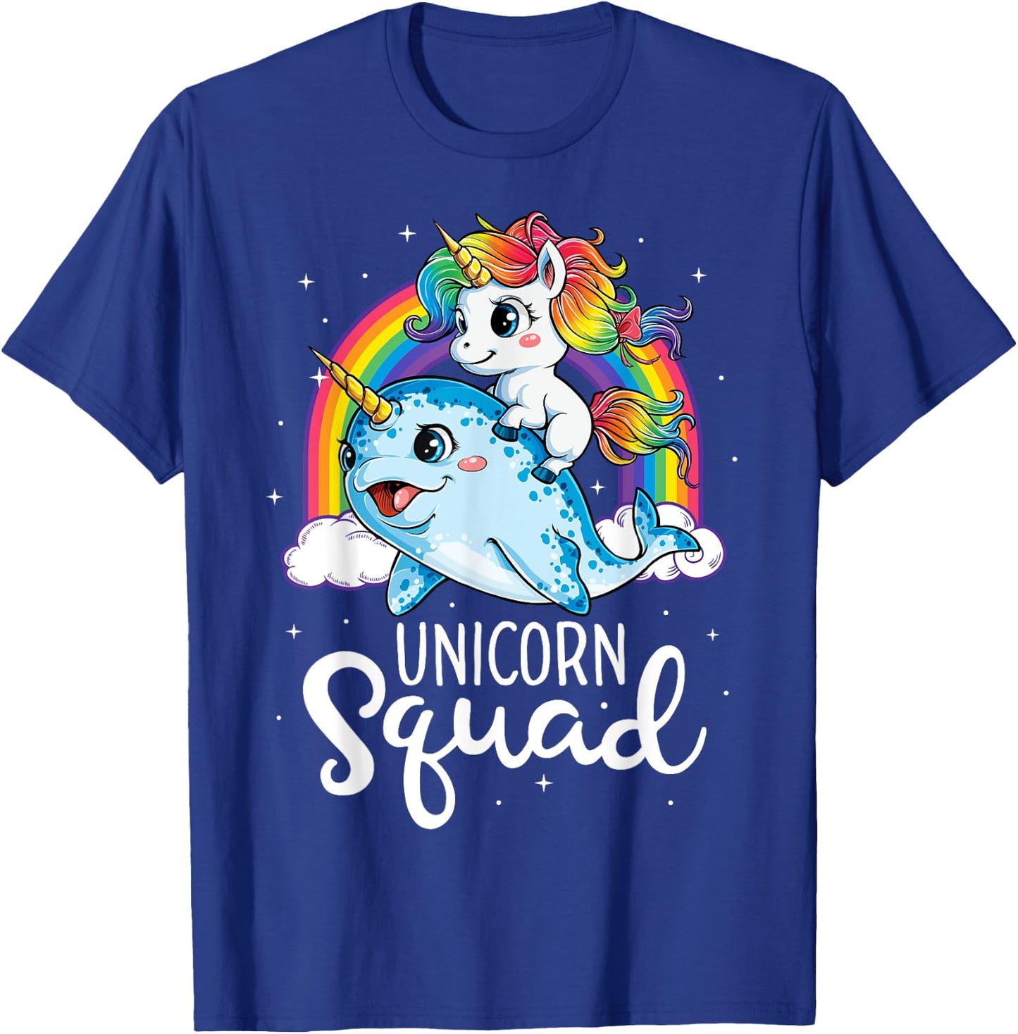 Unicorn Squad Narwhal T shirt Girls Kids Rainbow Unicorns T-Shirt - T-Shirt | Royal