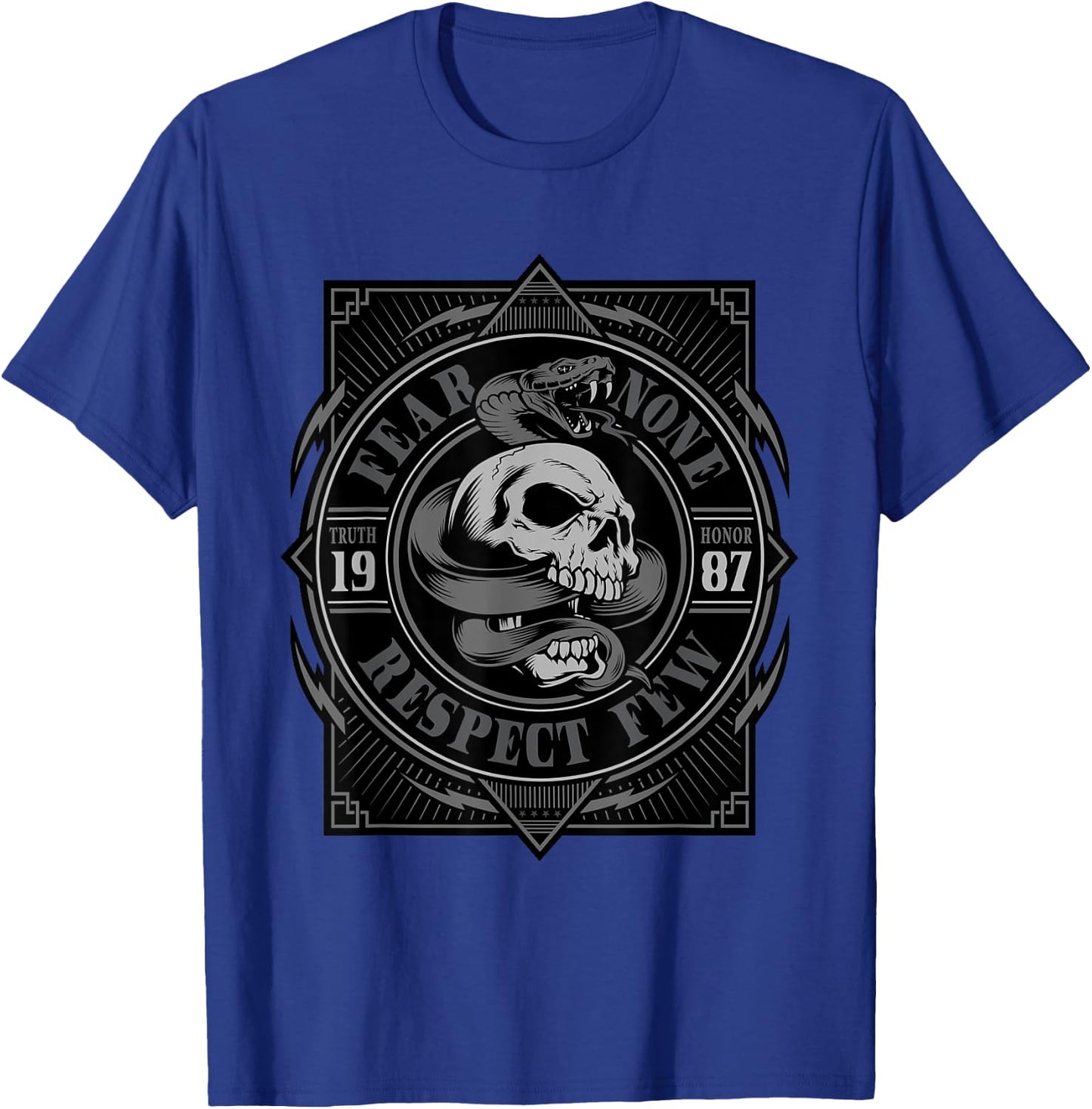 Biker Shirt, , Skull, fear none, respect few, men T-Shirt - T-Shirt | Royal