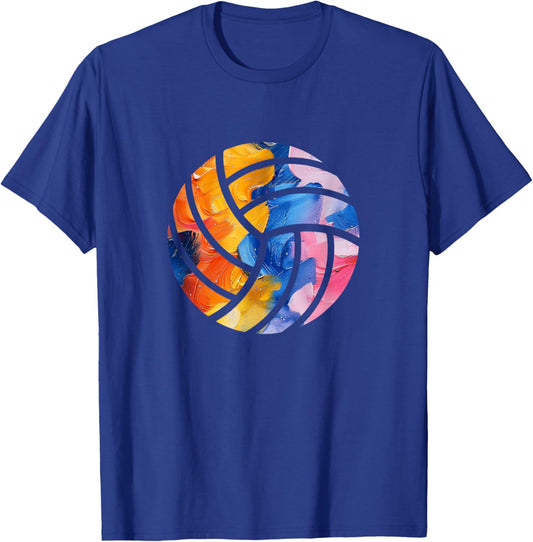 Volleyball Silhouette Artistic Watercolor T-Shirt - T-Shirt | Royal