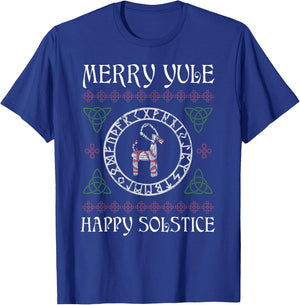 Merry Yule Goat Wiccan Christmas Winter Holiday Yuletide T-Shirt - T-Shirt | Royal