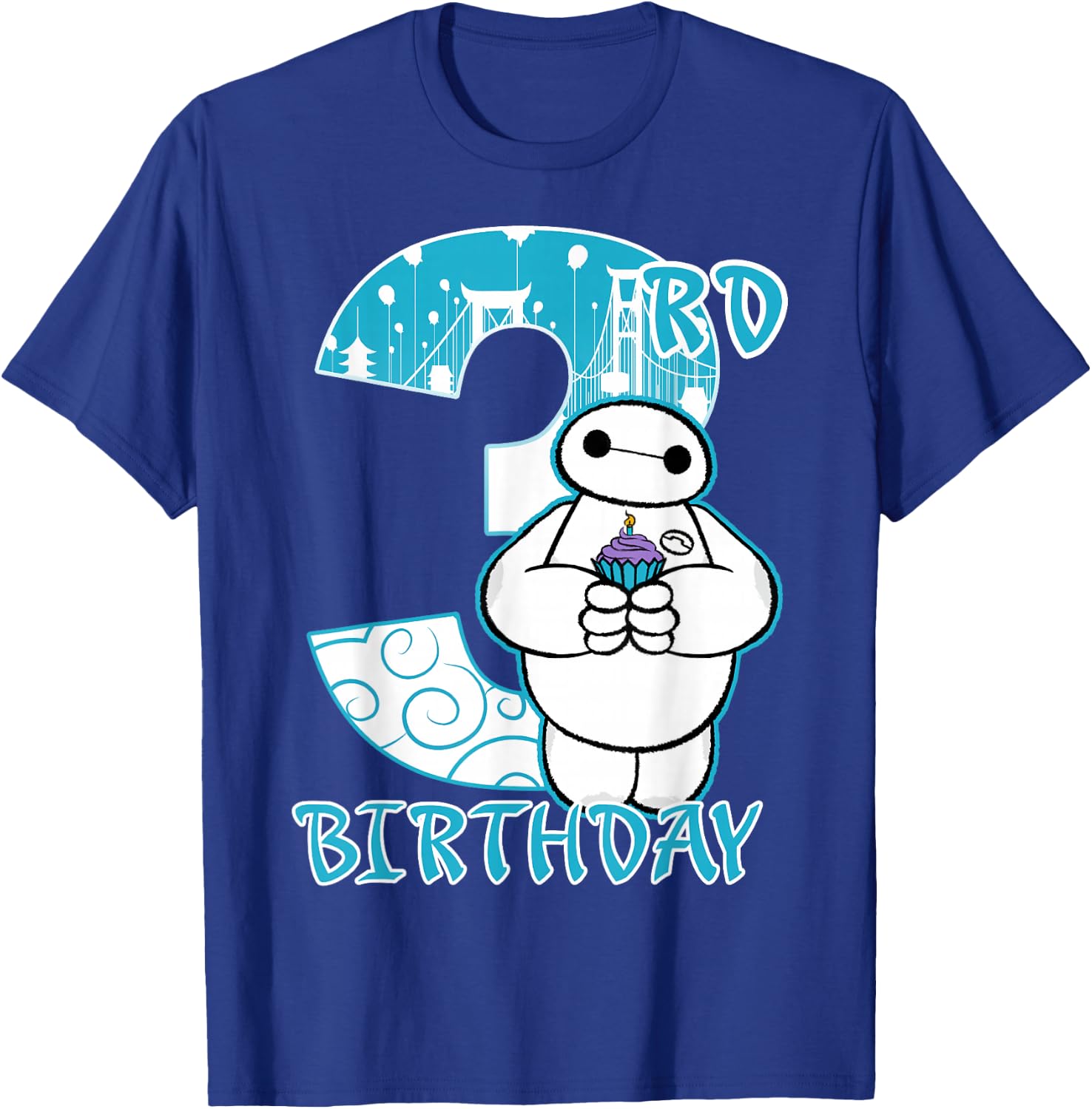 Disney Big Hero 6 Baymax 3rd Birthday Cupcake Portrait T-Shirt - T-Shirt | Royal
