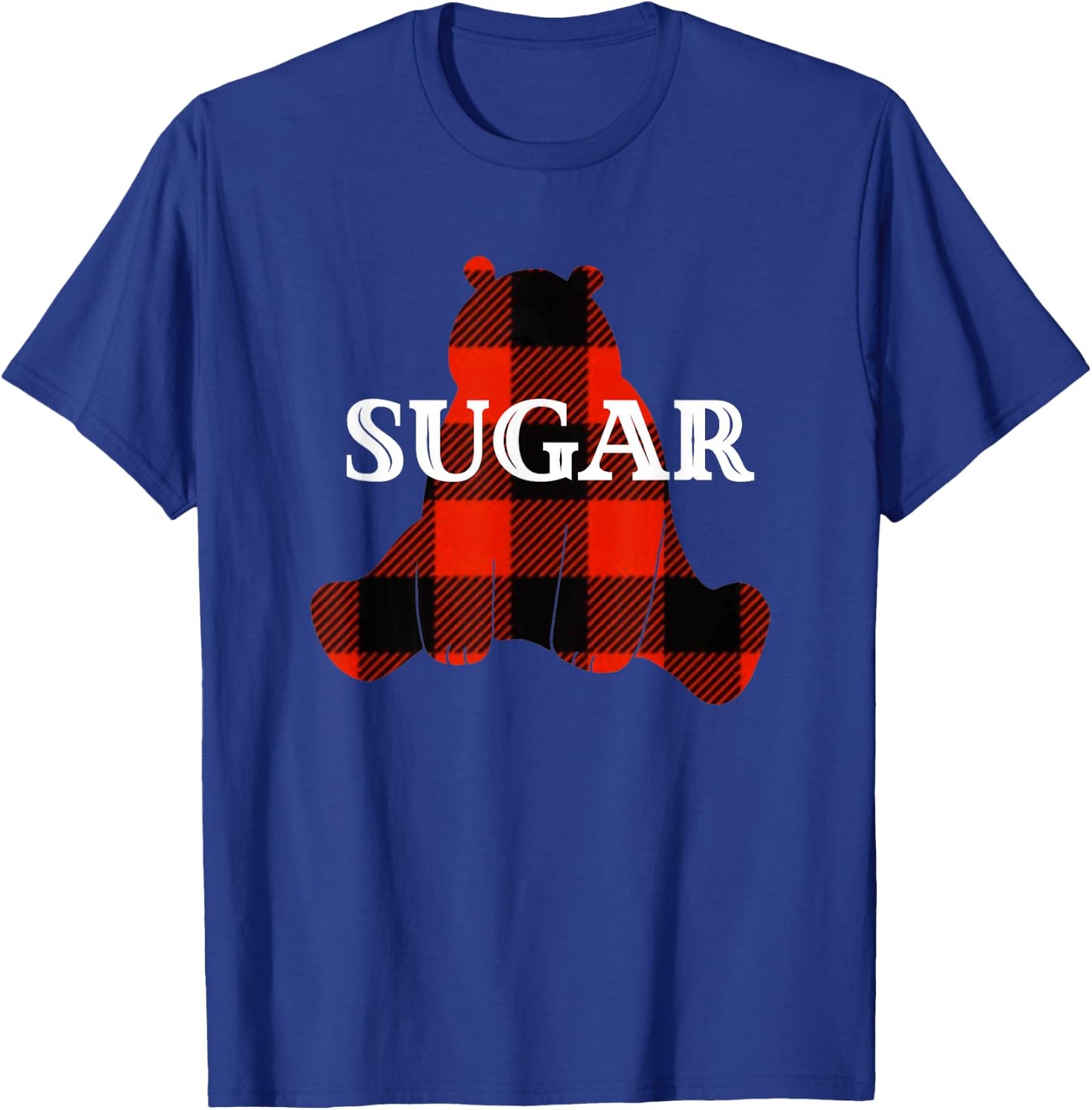 Sugar Nickname Bear Buffalo Plaid Design T-Shirt - T-Shirt | Royal