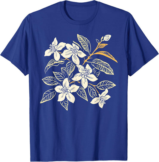 Vintage Botanical Jasmine Flower Girl Cute Floral Plant Mom T-Shirt - T-Shirt | Royal