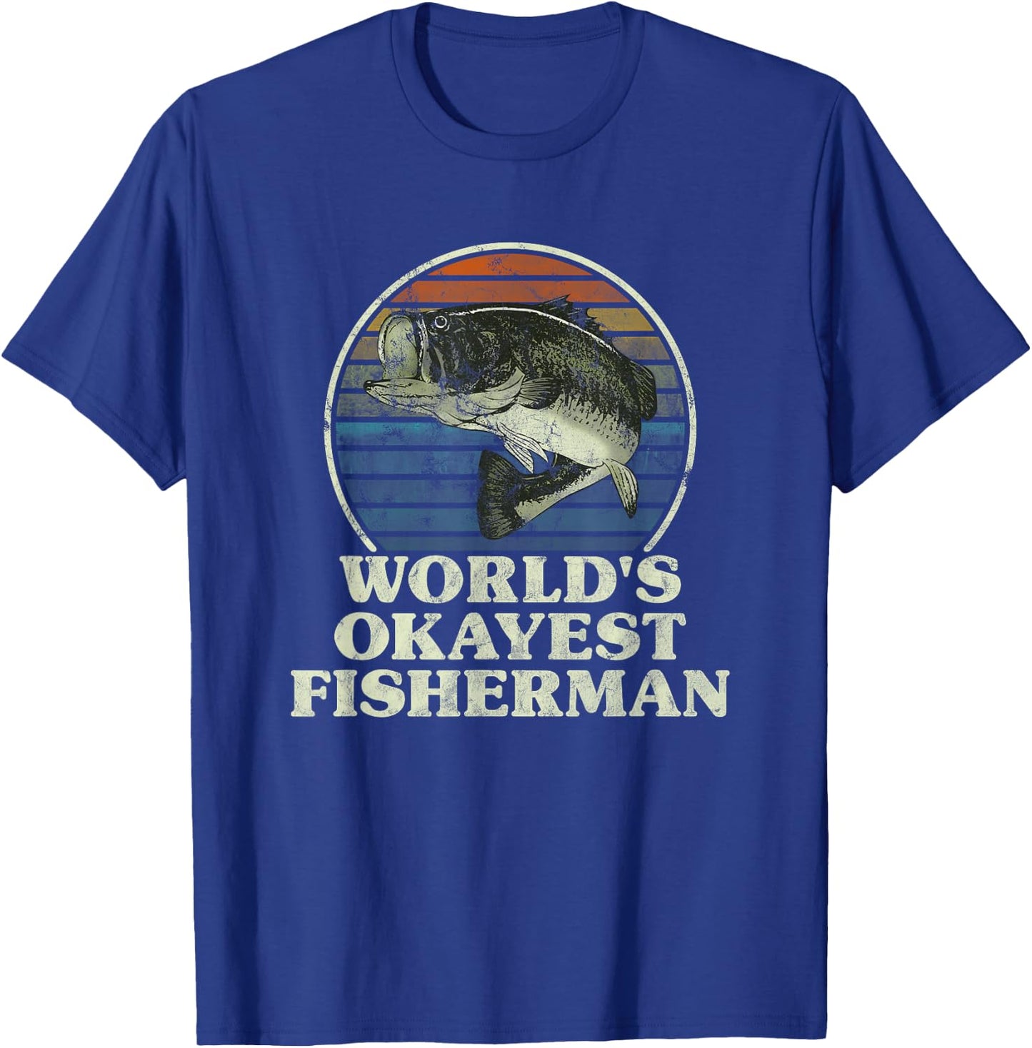 World's Okayest Fisherman Funny Novelty Fishing Gift T-Shirt - T-Shirt | Royal