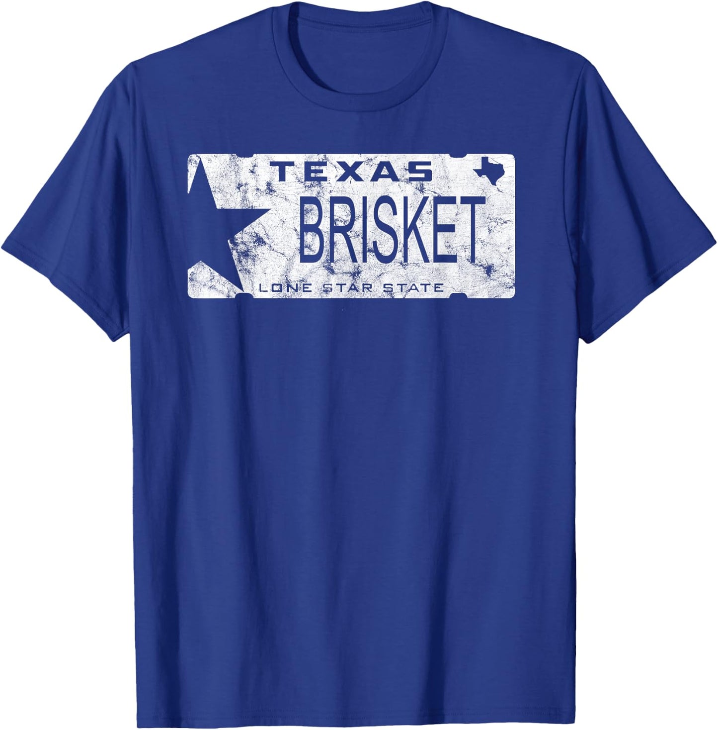 State Of Texas Brisket License Plate BBQ Pitmaster T-Shirt - T-Shirt | Royal