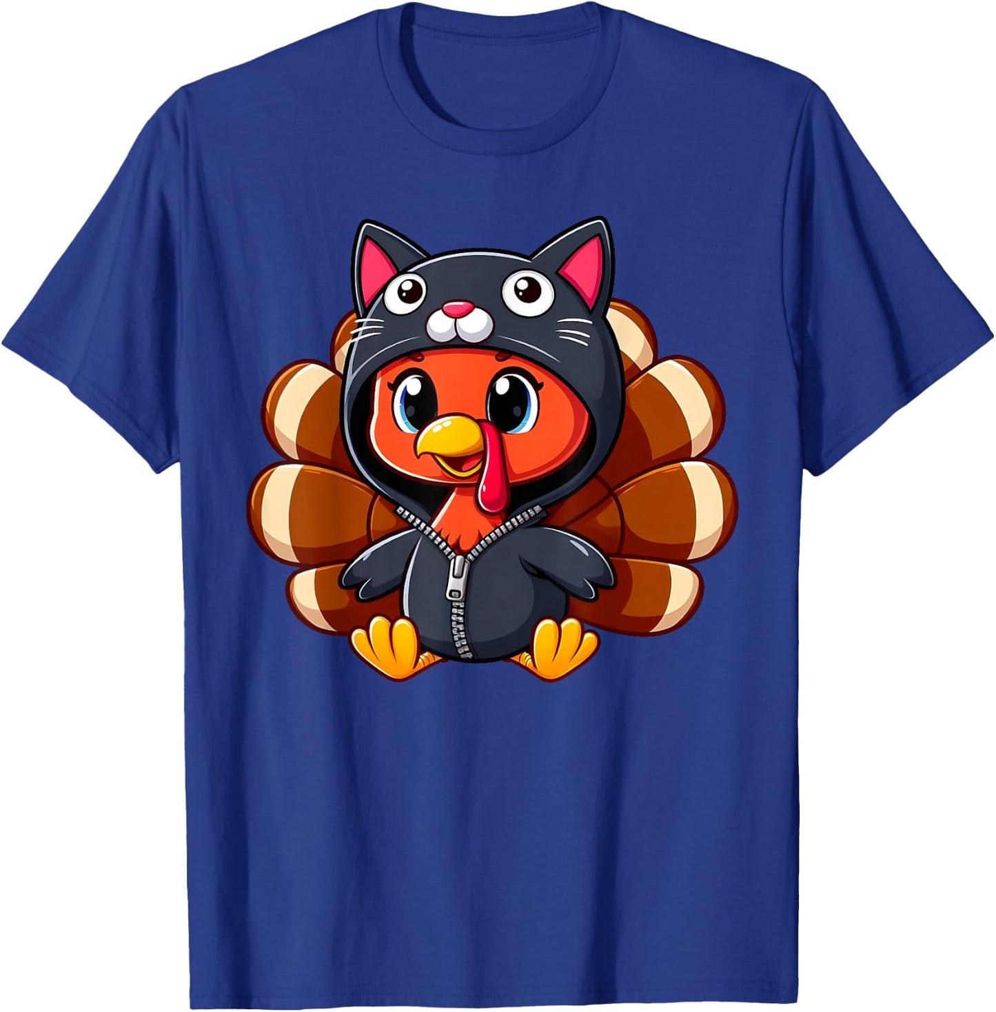 Turkey Costume Cat Funny Thanksgiving Turkey Women Men T-Shirt - T-Shirt | Royal