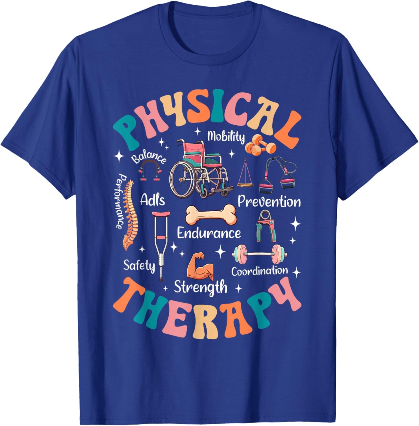 Retro Groovy Physical Therapy PTA Therapist Appreciation T-Shirt - T-Shirt | Royal