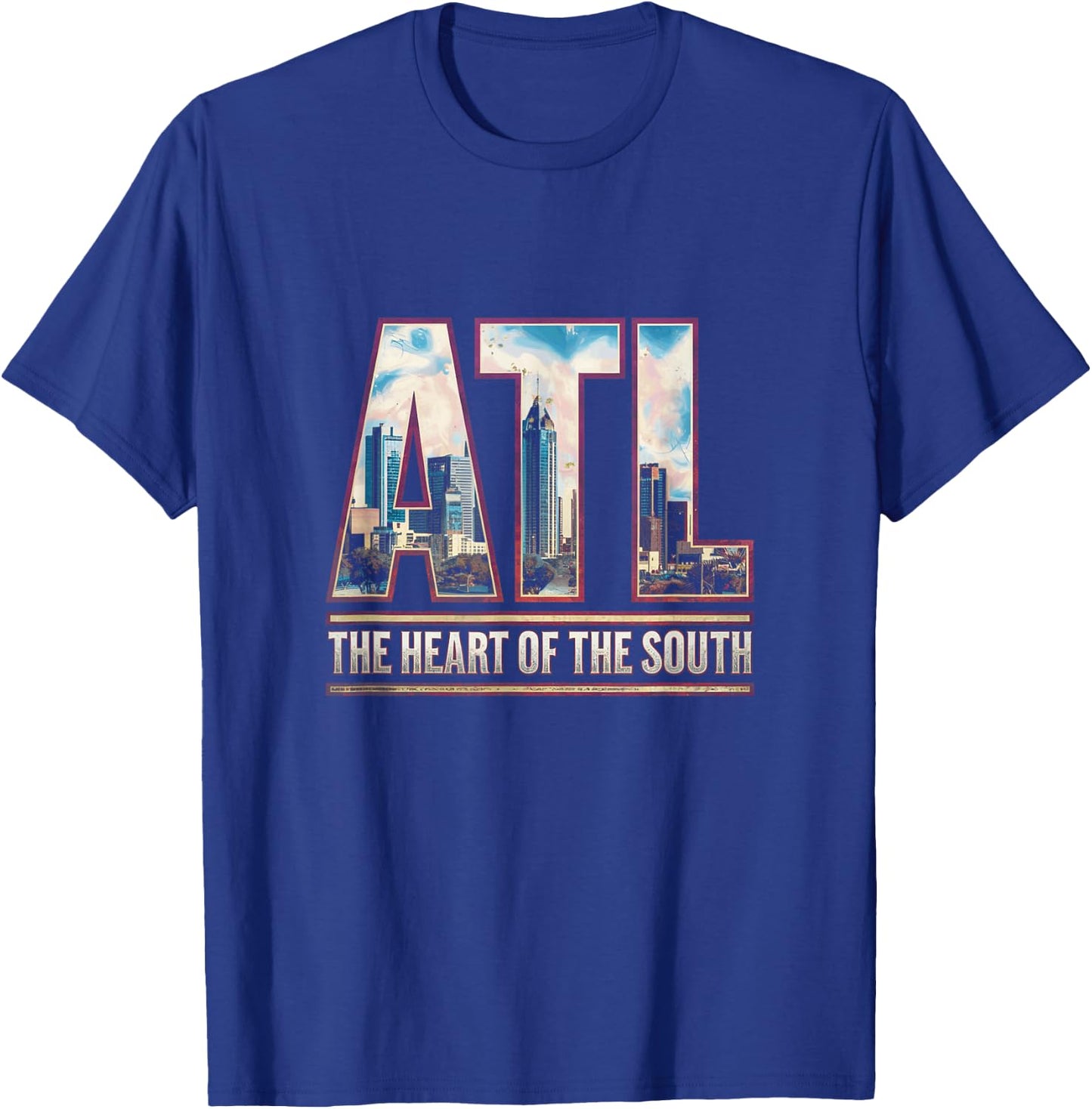 Atlanta ATL City Skyline Modern Art The Heart Of The South T-Shirt - T-Shirt | Royal