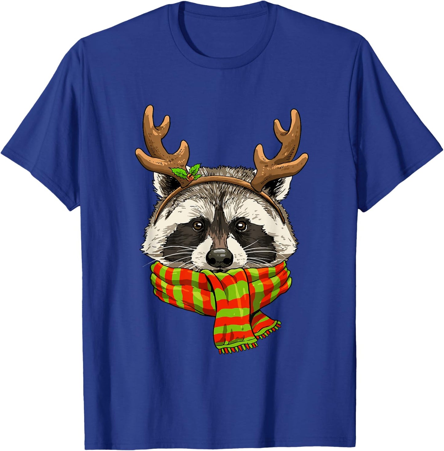 Raccoon Christmas Shirt Xmas Reindeer Trash Panda Street Cat T-Shirt - T-Shirt | Royal