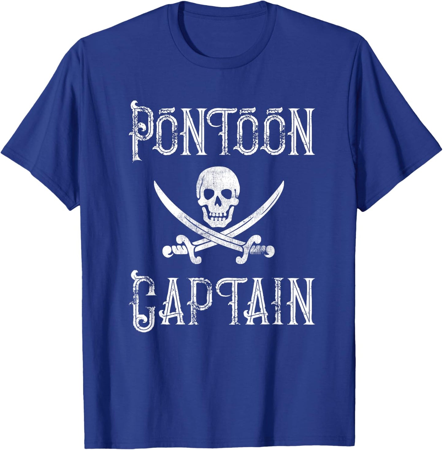 Vintage Pontoon Captain - Pirate Skull Pontoon Boat Lover T-Shirt - T-Shirt | Royal