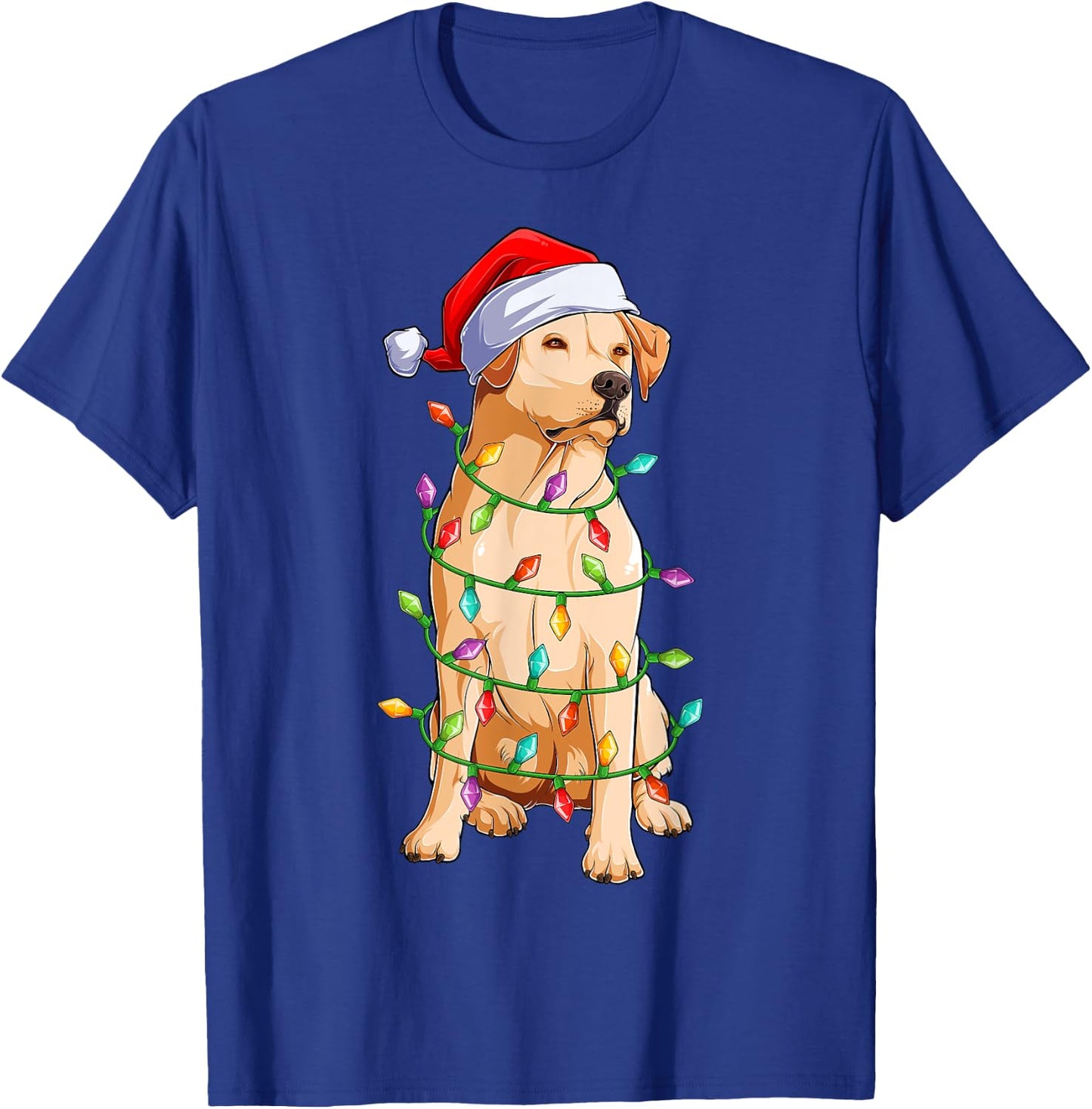 Xmas Lights Santa Hat Labrador Dog Christmas T-Shirt - T-Shirt | Royal