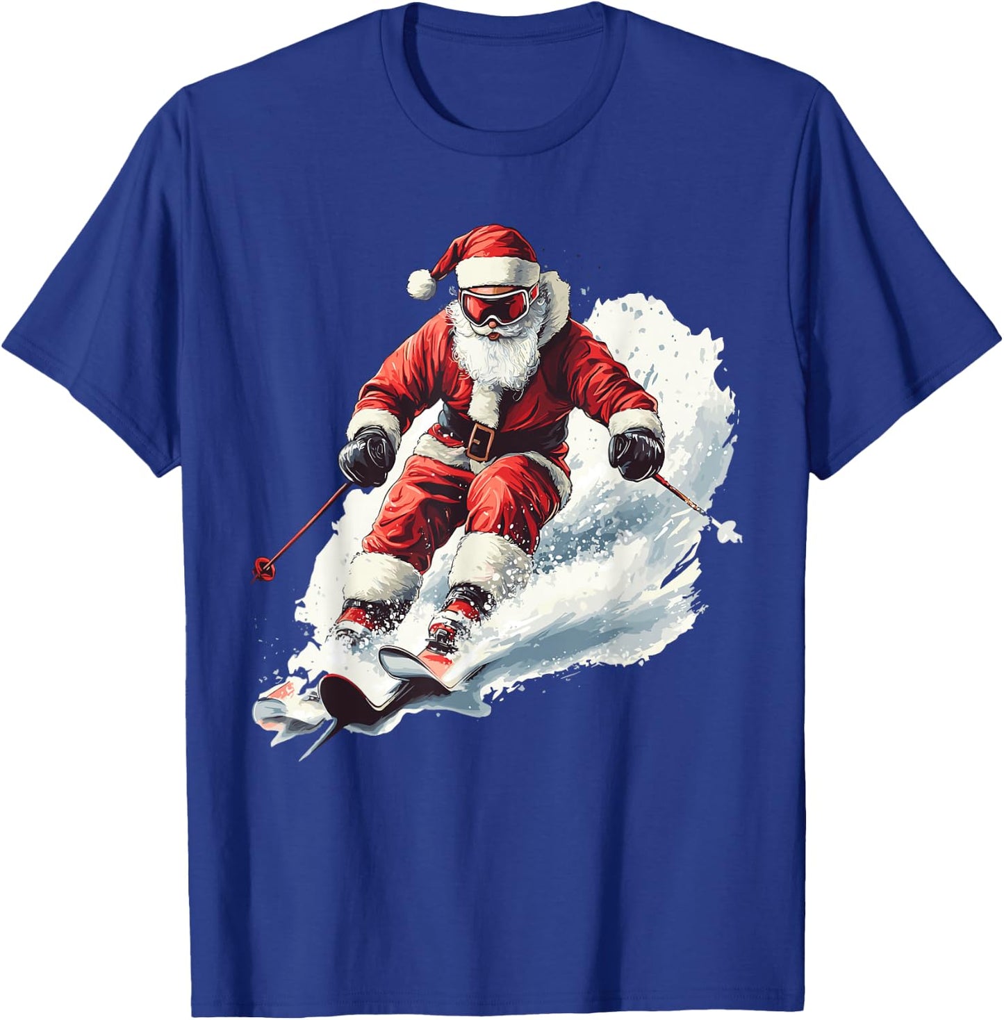 Santa Skiing Funny Christmas Skier Ski Racer Xmas Pajama T-Shirt - T-Shirt | Royal