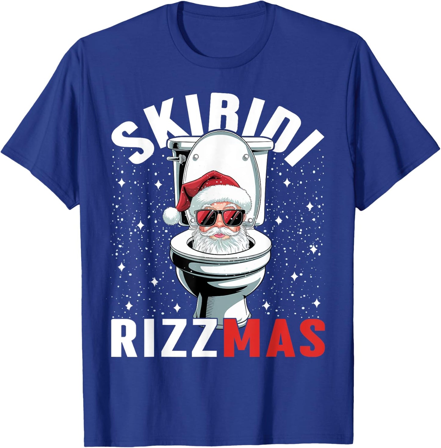Funny Toilet Santa Skibidi Rizzmas White Elephant Christmas T-Shirt - T-Shirt | Royal