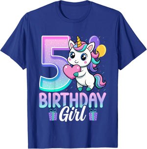 Birthday Girl Unicorn 5 Years Old 5th Birthday Party Unicorn T-Shirt - T-Shirt | Royal
