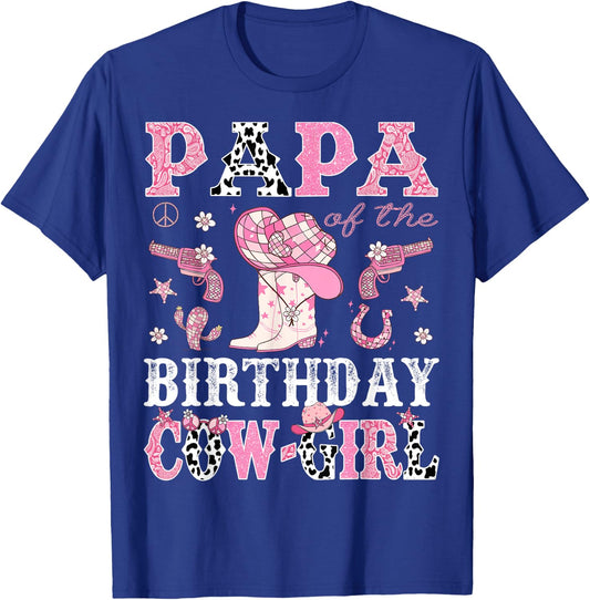 Papa Of The Birthday CowGirl Pink Disco Rodeo Western T-Shirt - T-Shirt | Royal