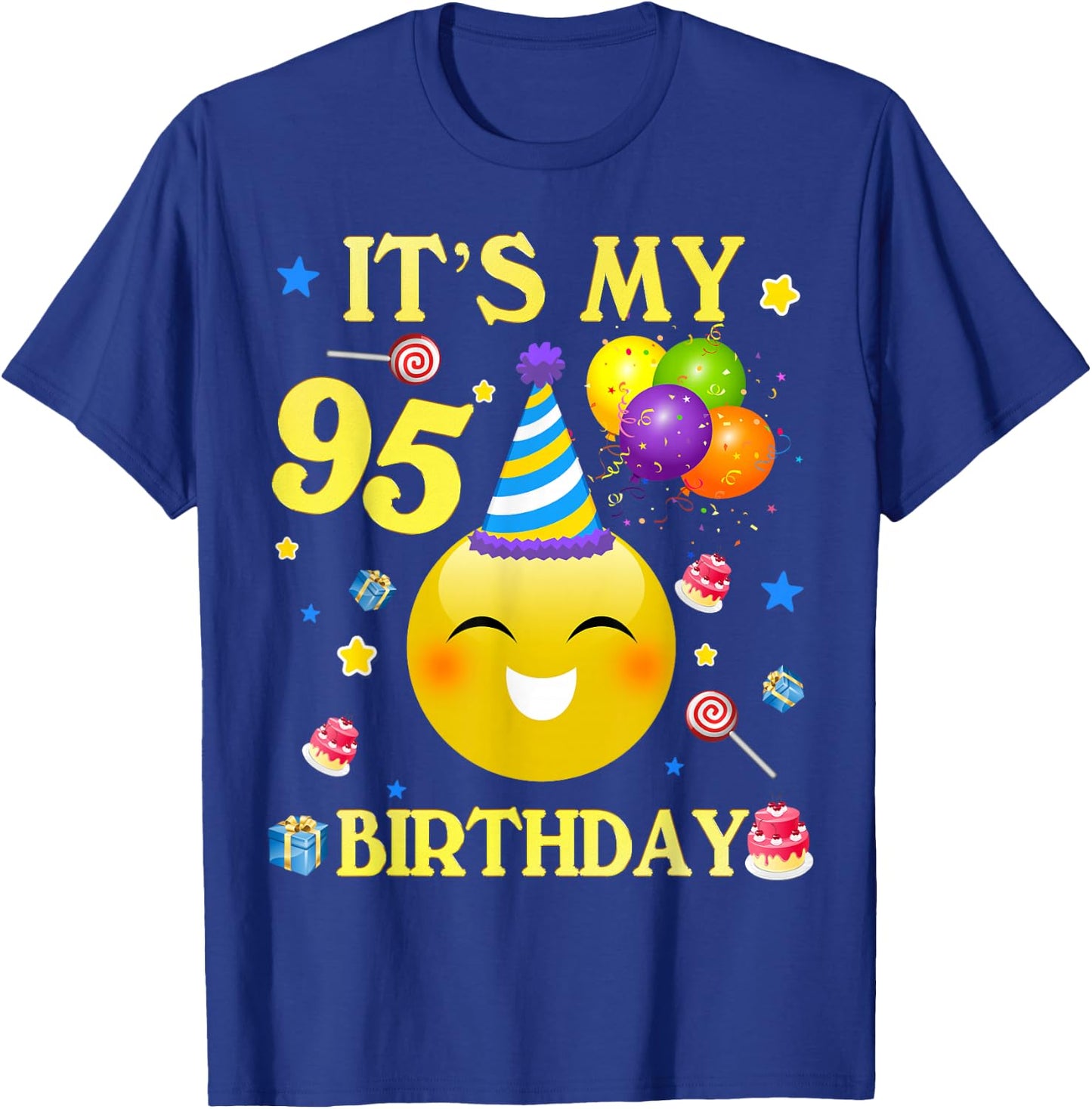 Funny It's My 95th Birthday Shirt Gift 95 Years Old 95th T-Shirt - T-Shirt | Royal