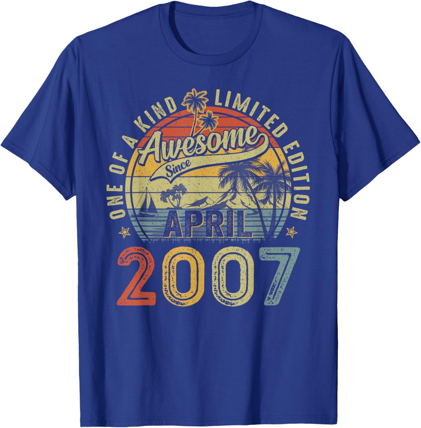 Awesome Since April 2007 Vintage Boys Girls 18th Birthday T-Shirt - T-Shirt | Royal