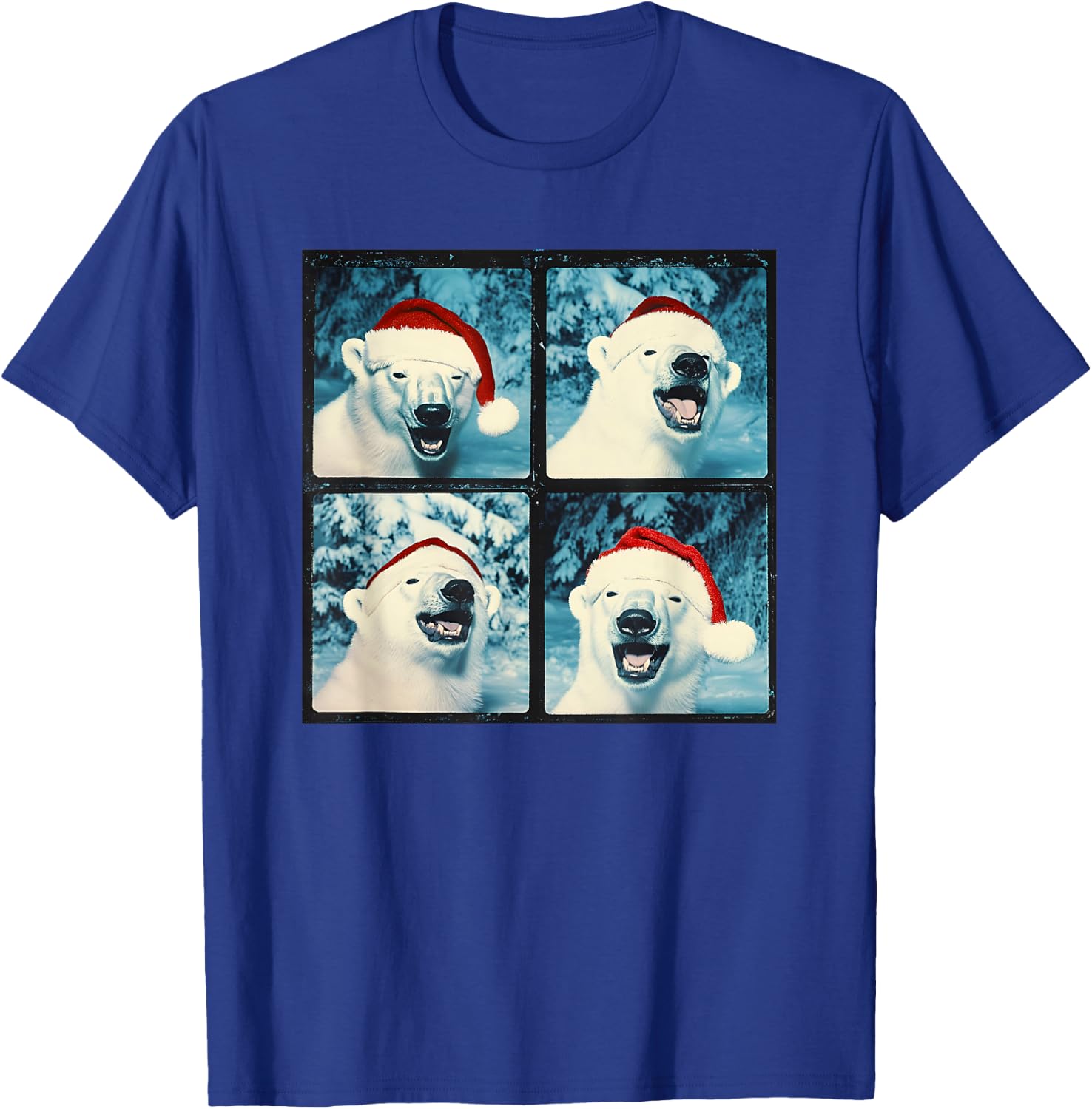 Santa Polar Bear Animal Photography Christmas Polar Bear T-Shirt - T-Shirt | Royal