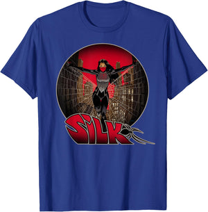 Marvel Silk The Ultimate City Skyline Profile Badge T-Shirt - T-Shirt | Royal