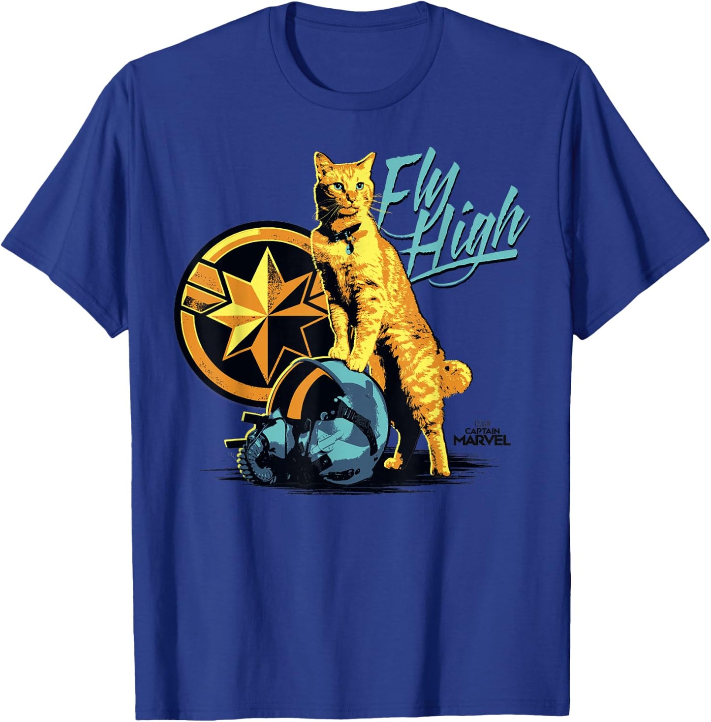 Captain Marvel Symbol Goose Fly High Graphic T-Shirt - T-Shirt | Royal