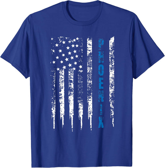 Blue Line Phoenix Design Distressed National Police Week T-Shirt - T-Shirt | Royal