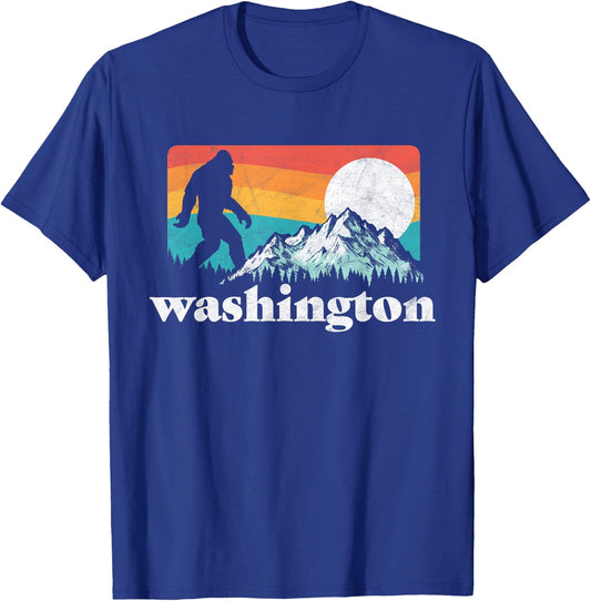 State of Washington Pacific Northwest Bigfoot Mountain T-Shirt - T-Shirt | Royal