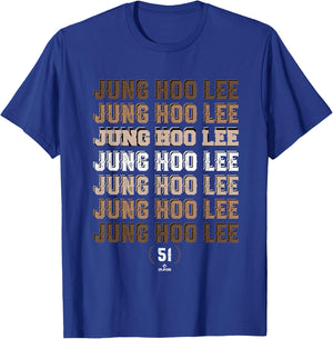 Retro Repeating Text Jung Hoo Lee San Francisco Baseball T-Shirt - T-Shirt | Royal