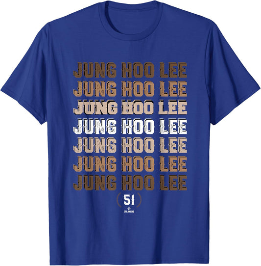 Retro Repeating Text Jung Hoo Lee San Francisco Baseball T-Shirt - T-Shirt | Royal