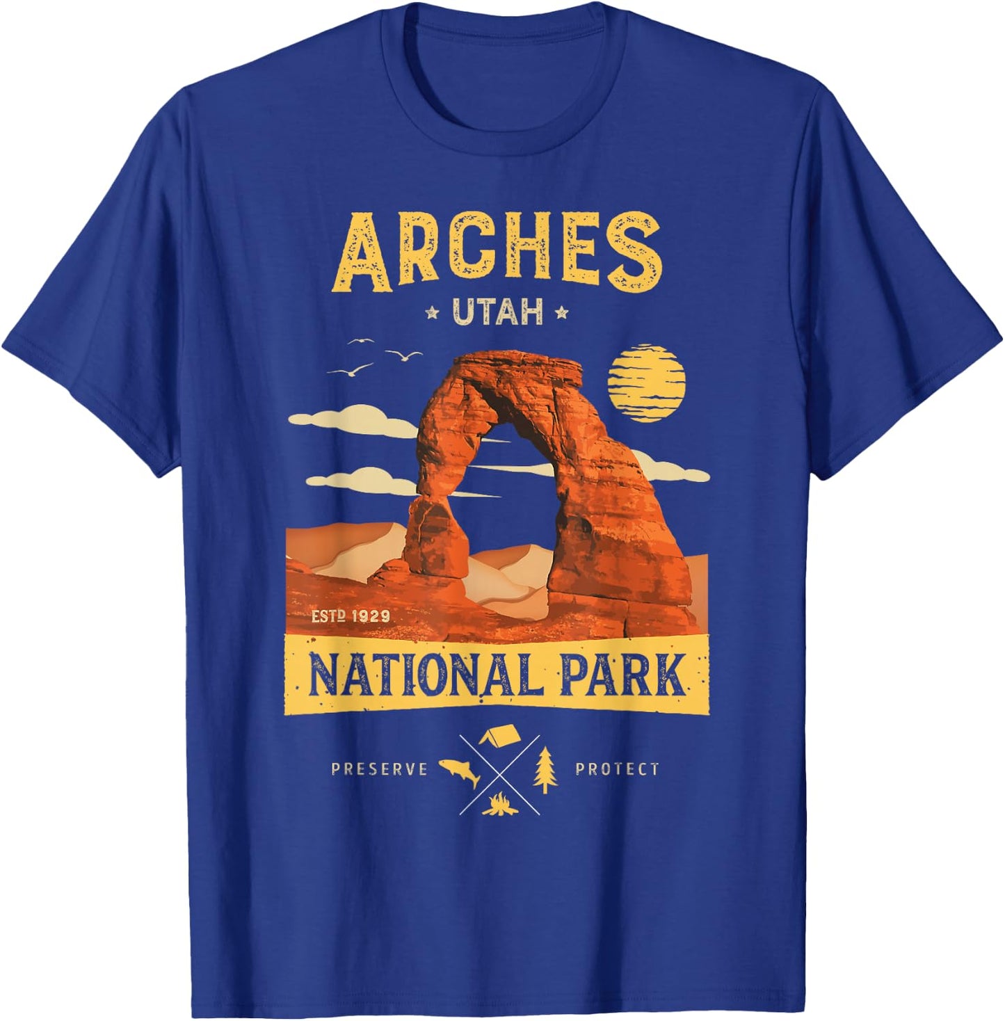 Arches National Park T Shirt Delicate Arch Vintage Utah Gift T-Shirt - T-Shirt | Royal