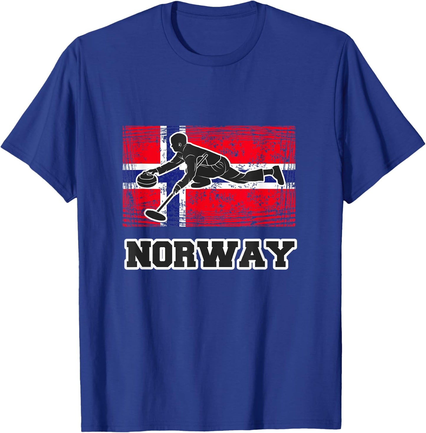 Norway Flag Curling T Shirt T-Shirt - T-Shirt | Royal