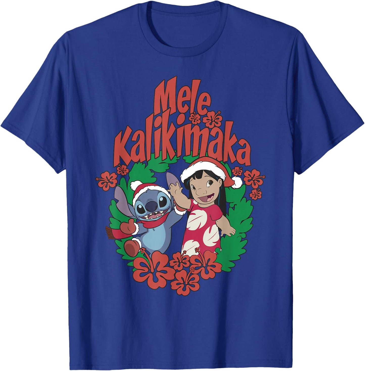 Disney Lilo & Stitch Christmas Mele Kalikimaka Wreath T-Shirt - T-Shirt | Royal