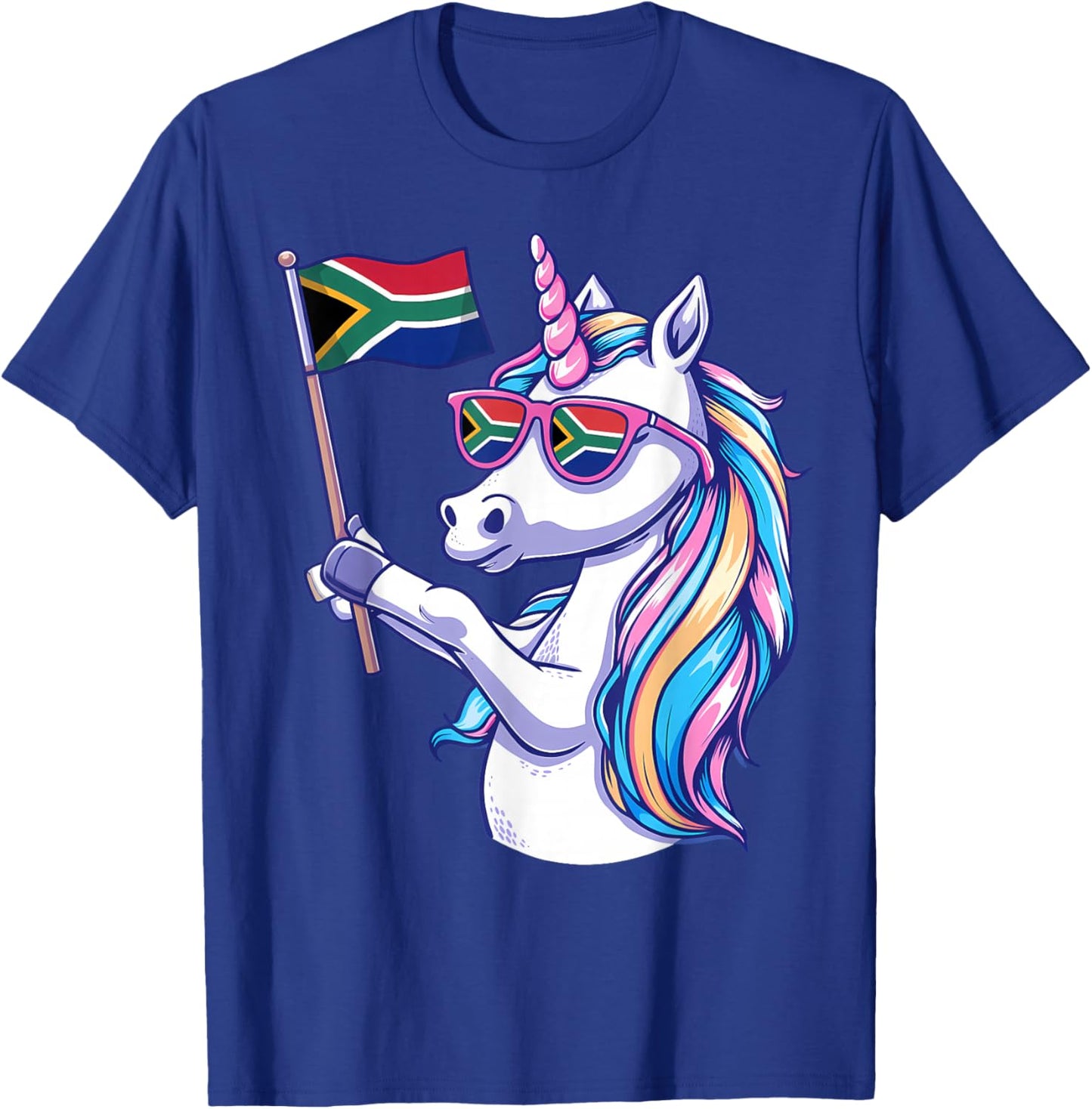 South Africa Roots Unicorn South African Flag T-Shirt - T-Shirt | Royal